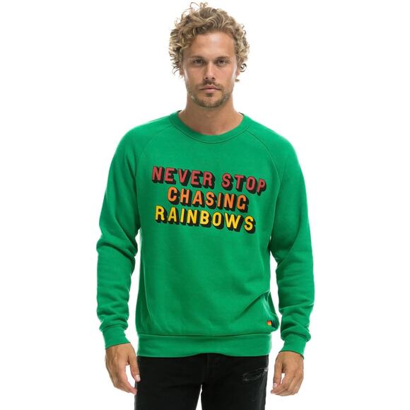 Aviator Nation Never Stop Chasing Rainbows Crewneck Sweatshirt Green Small - Picture 2 of 8
